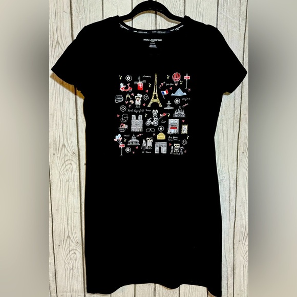 Karl Lagerfeld Paris Women’s Tee Shirt Dress Black size Small - Picture 1 of 5